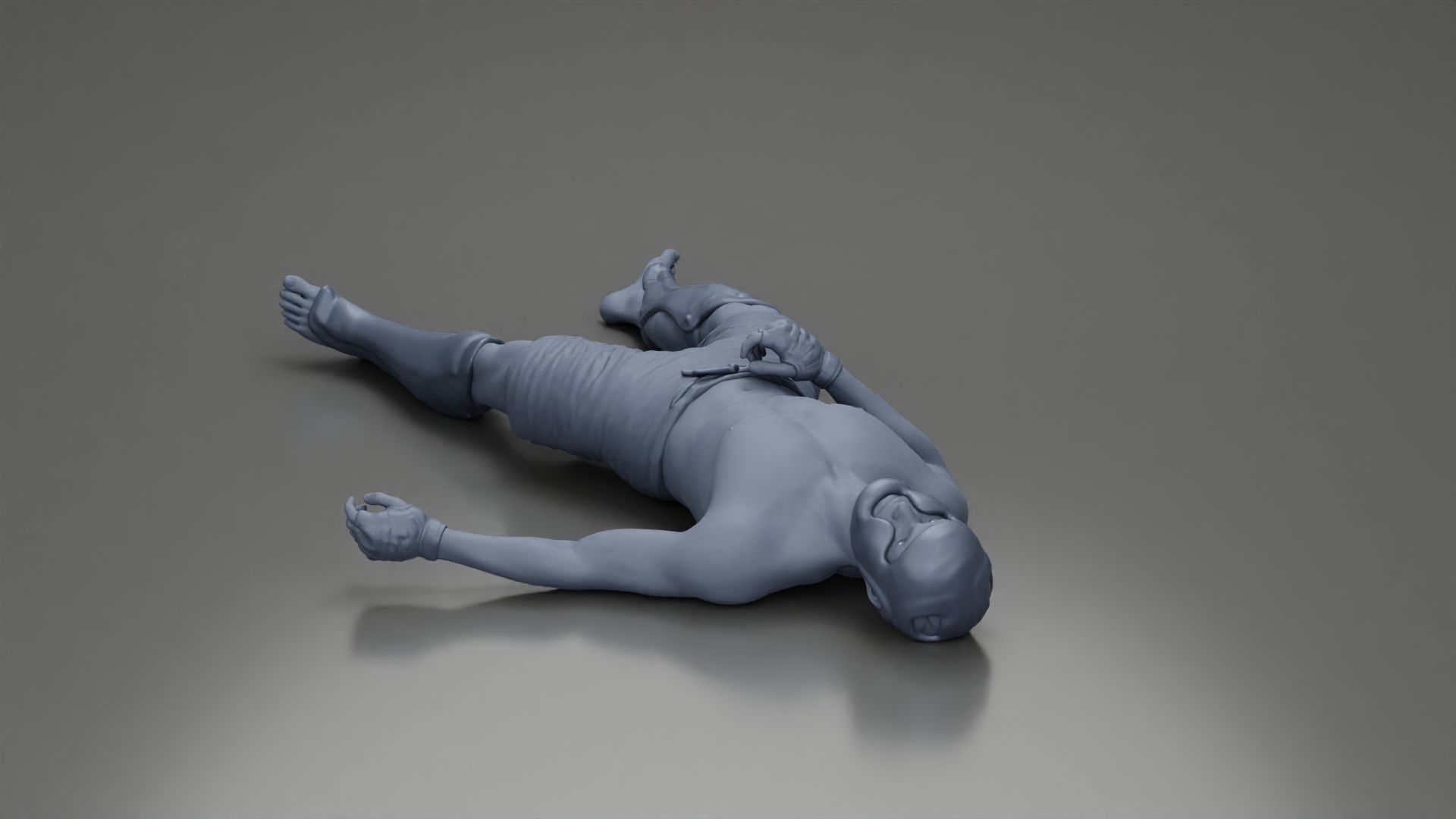 Defeated fighter lying on the floor after the battle 3D print model_9