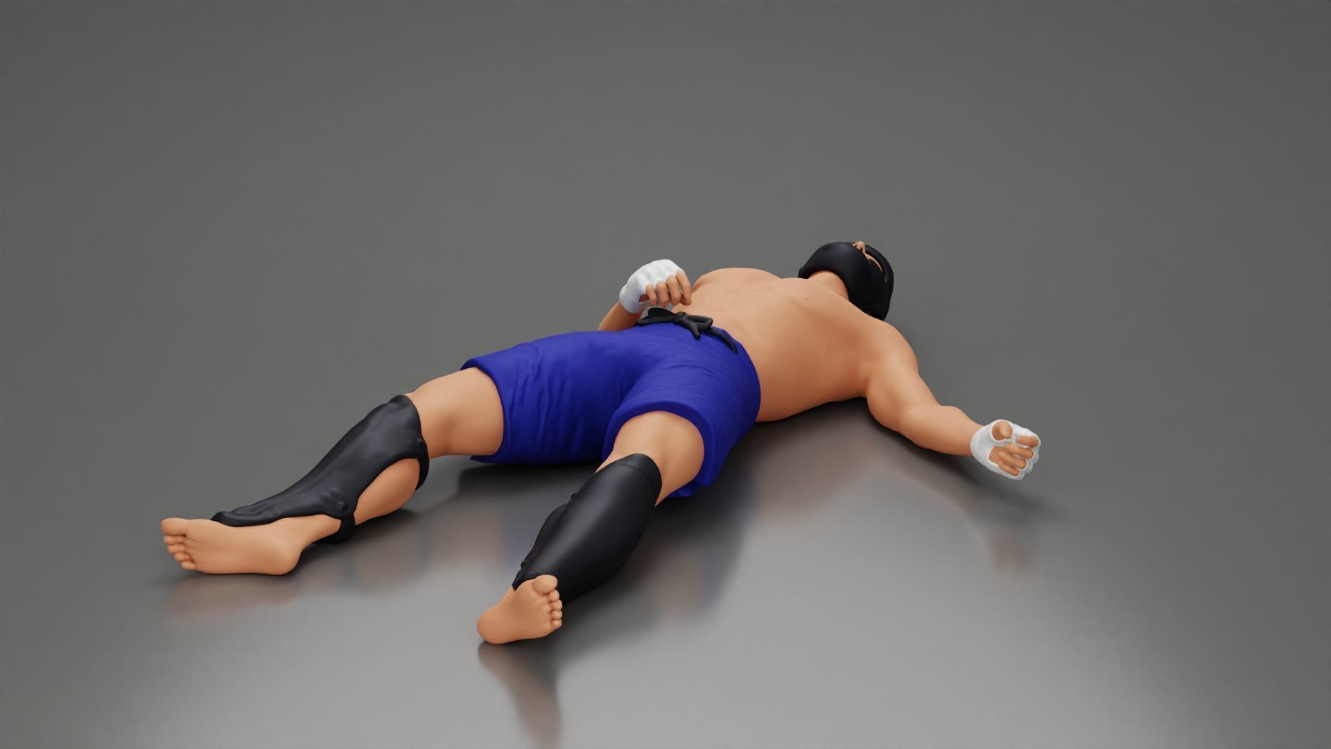 Defeated fighter lying on the floor after the battle 3D print model_3