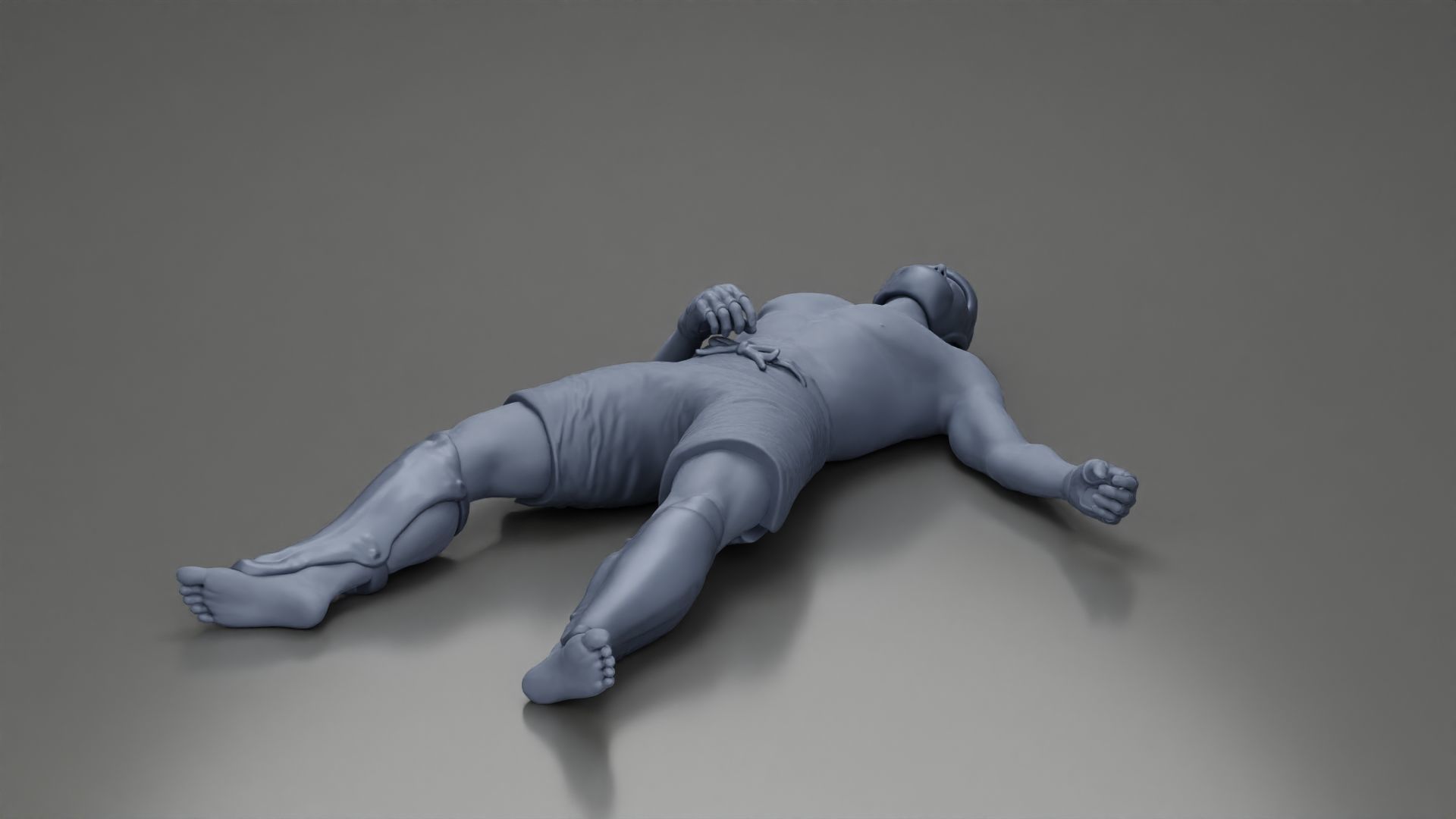 Defeated fighter lying on the floor after the battle 3D print model_11