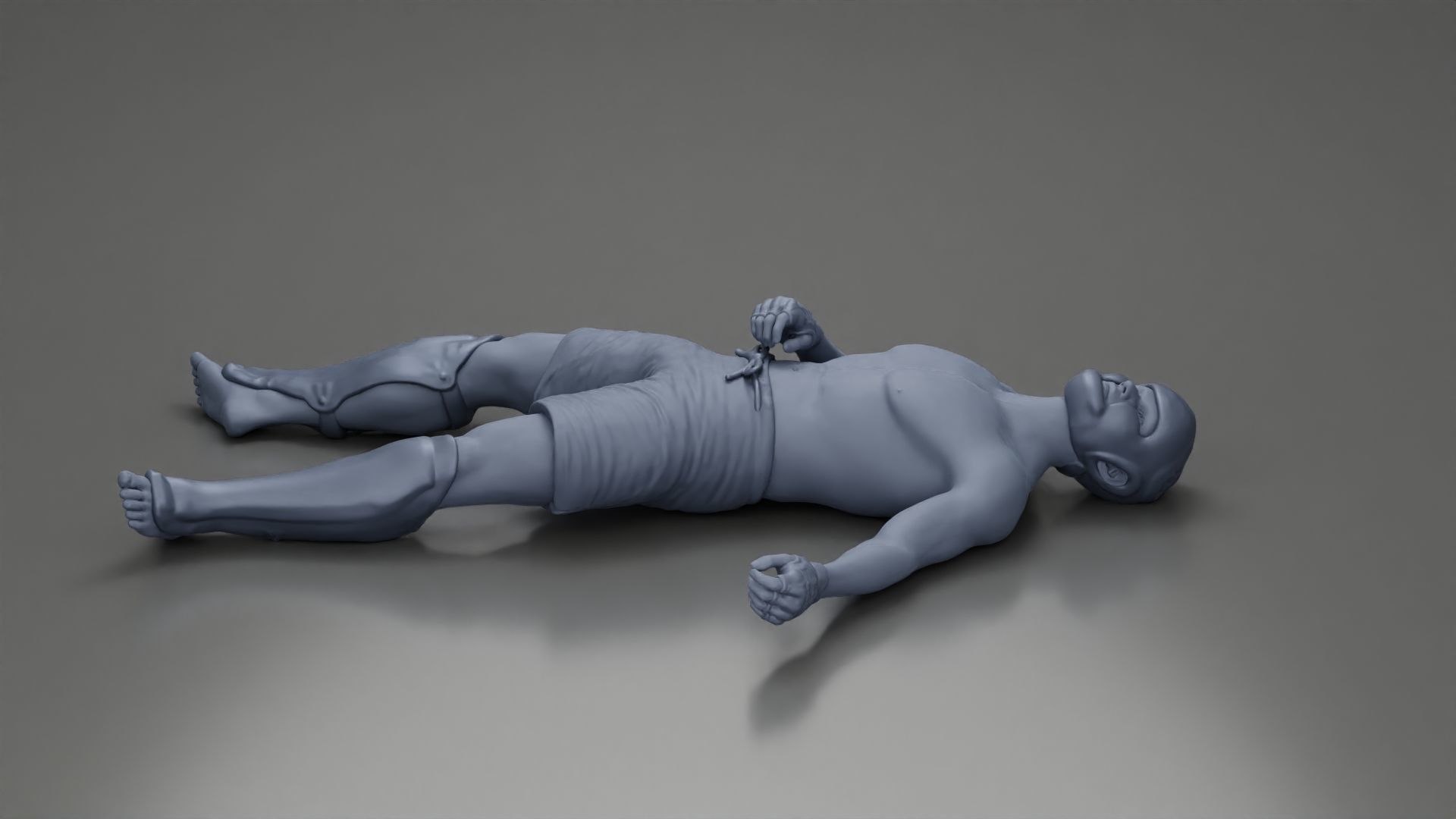Defeated fighter lying on the floor after the battle 3D print model_10