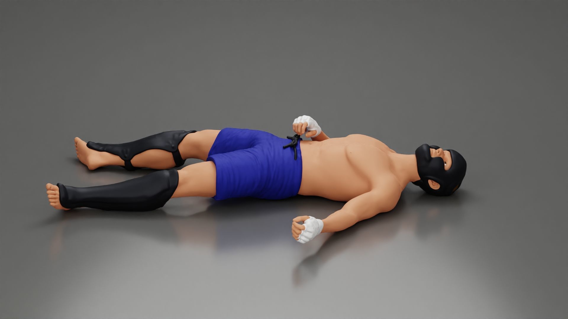 Defeated fighter lying on the floor after the battle 3D print model_2