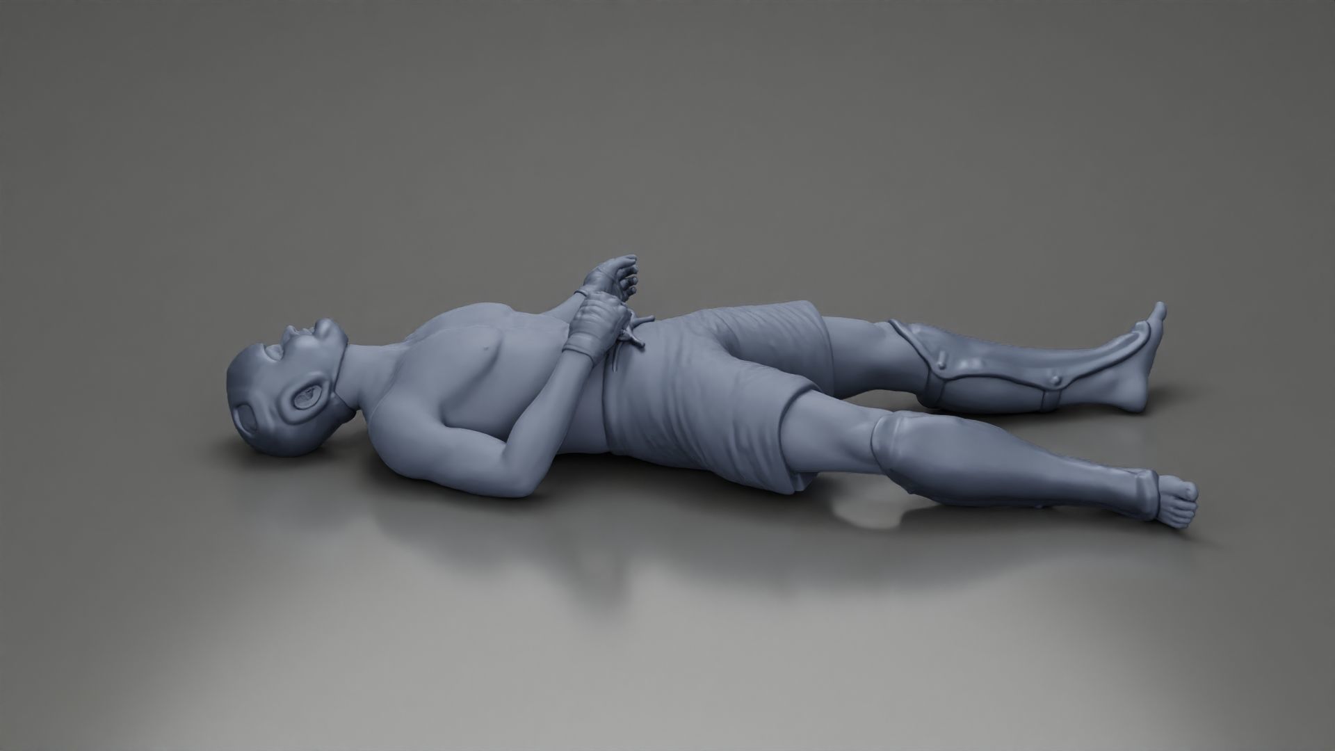Defeated fighter lying on the floor after the battle 3D print model_7