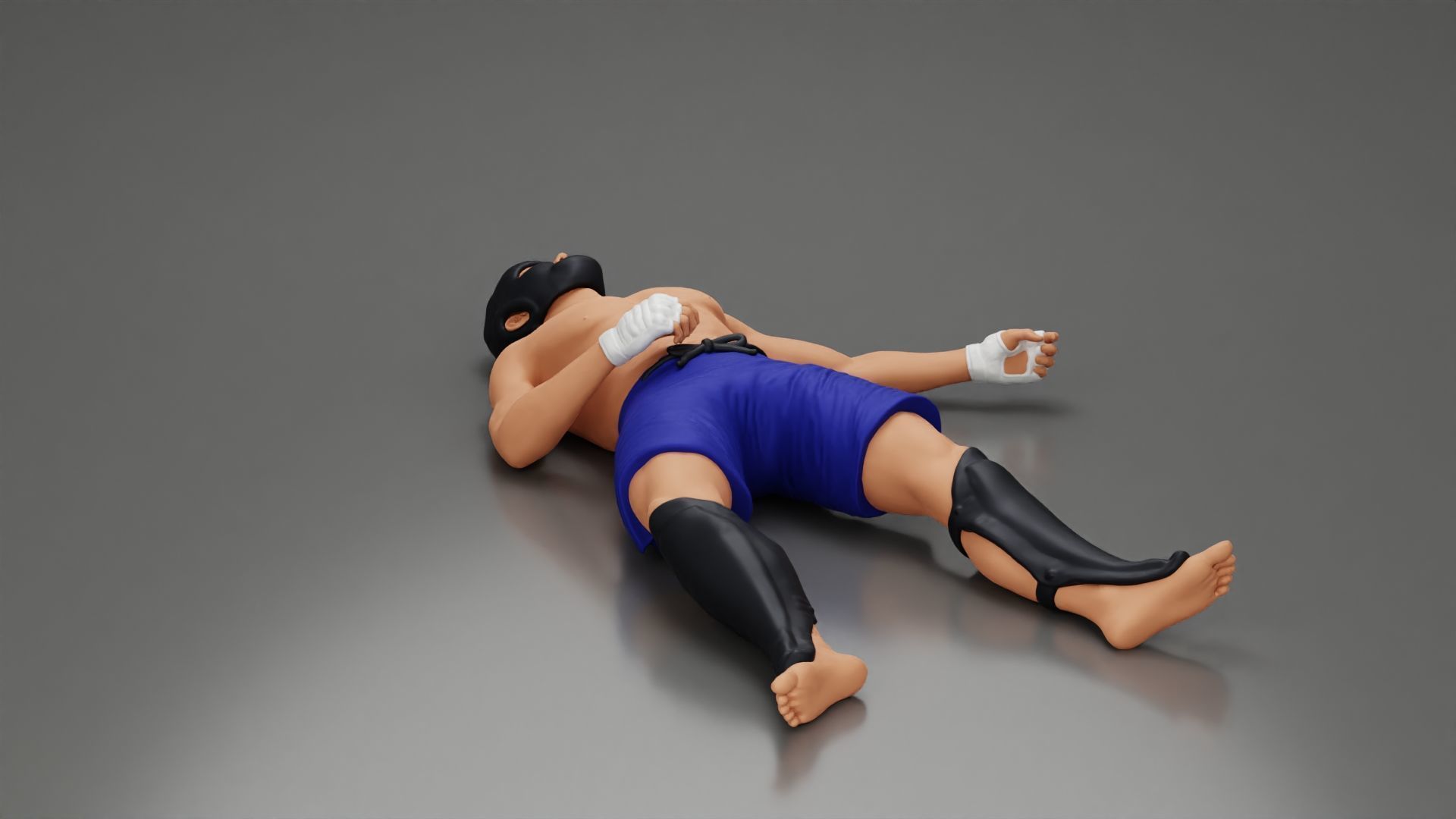 Defeated fighter lying on the floor after the battle 3D print model_4