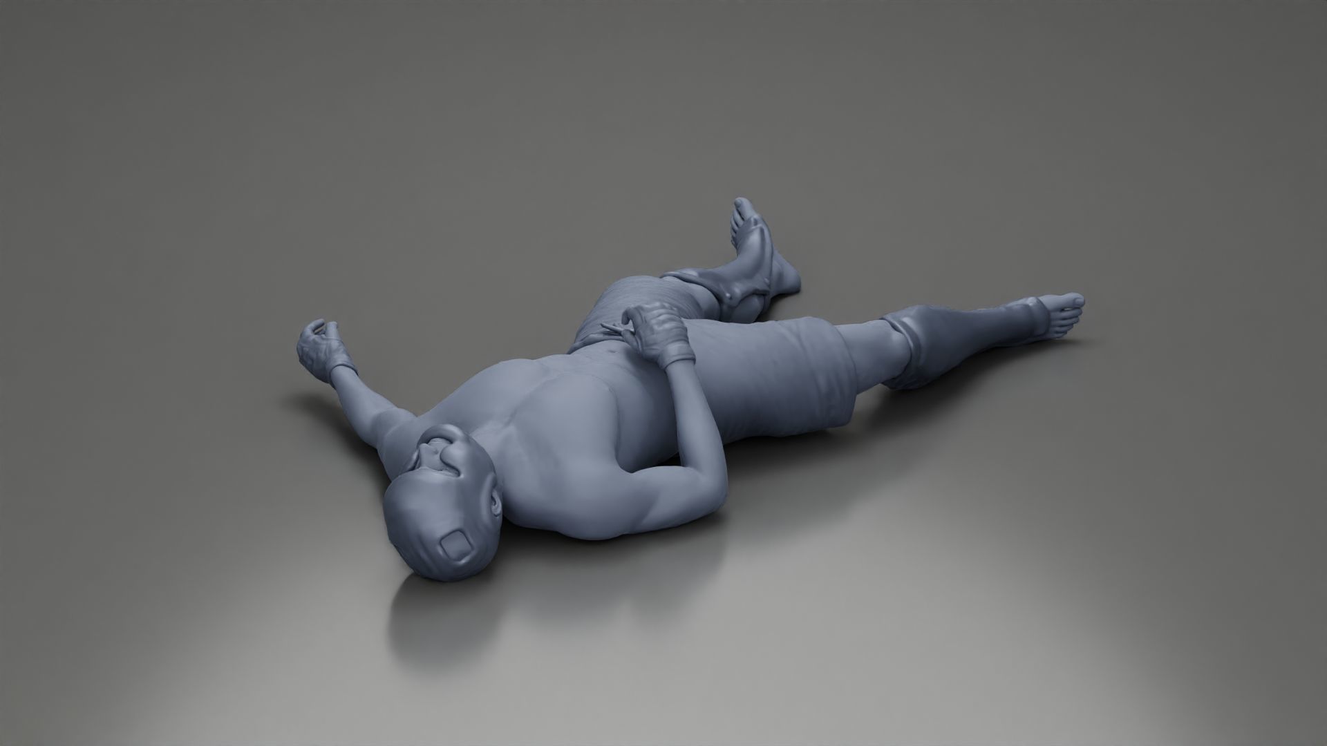 Defeated fighter lying on the floor after the battle 3D print model_8