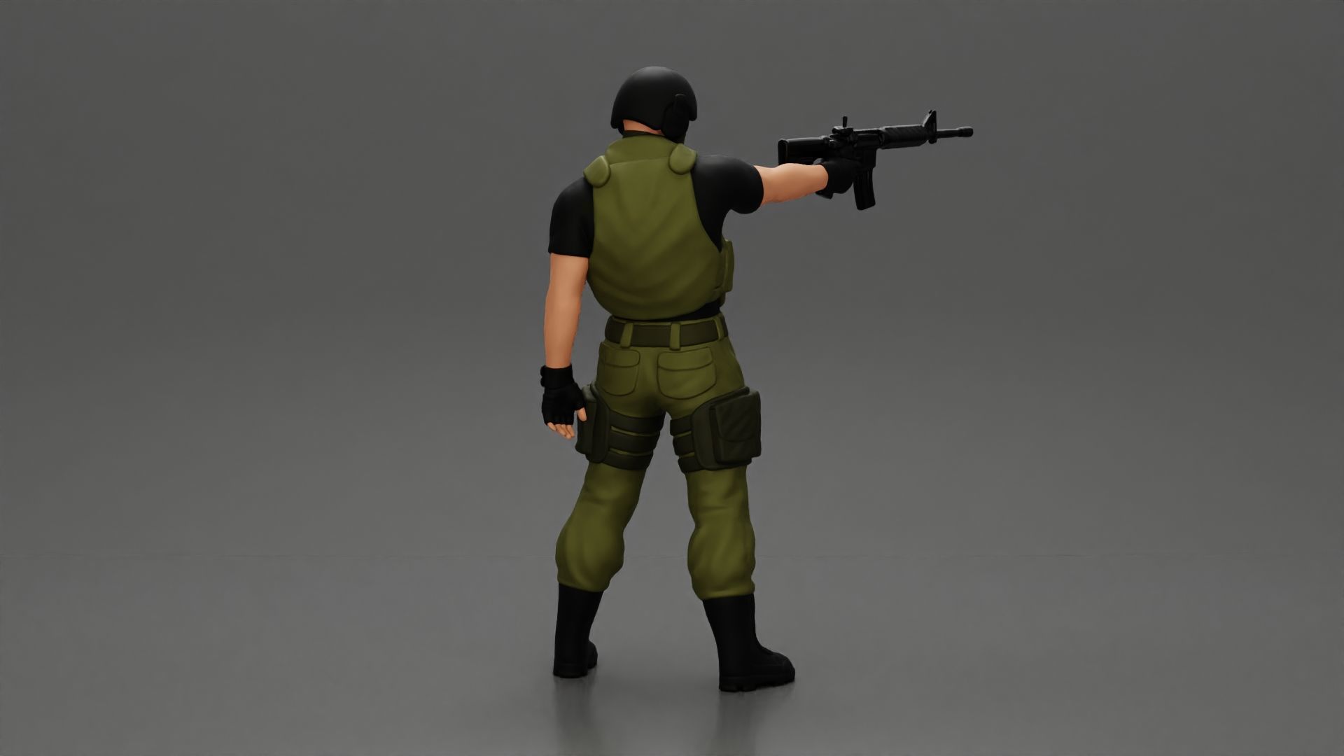 Military man with tactical mastery wearing mask holding gun 3D print model_3