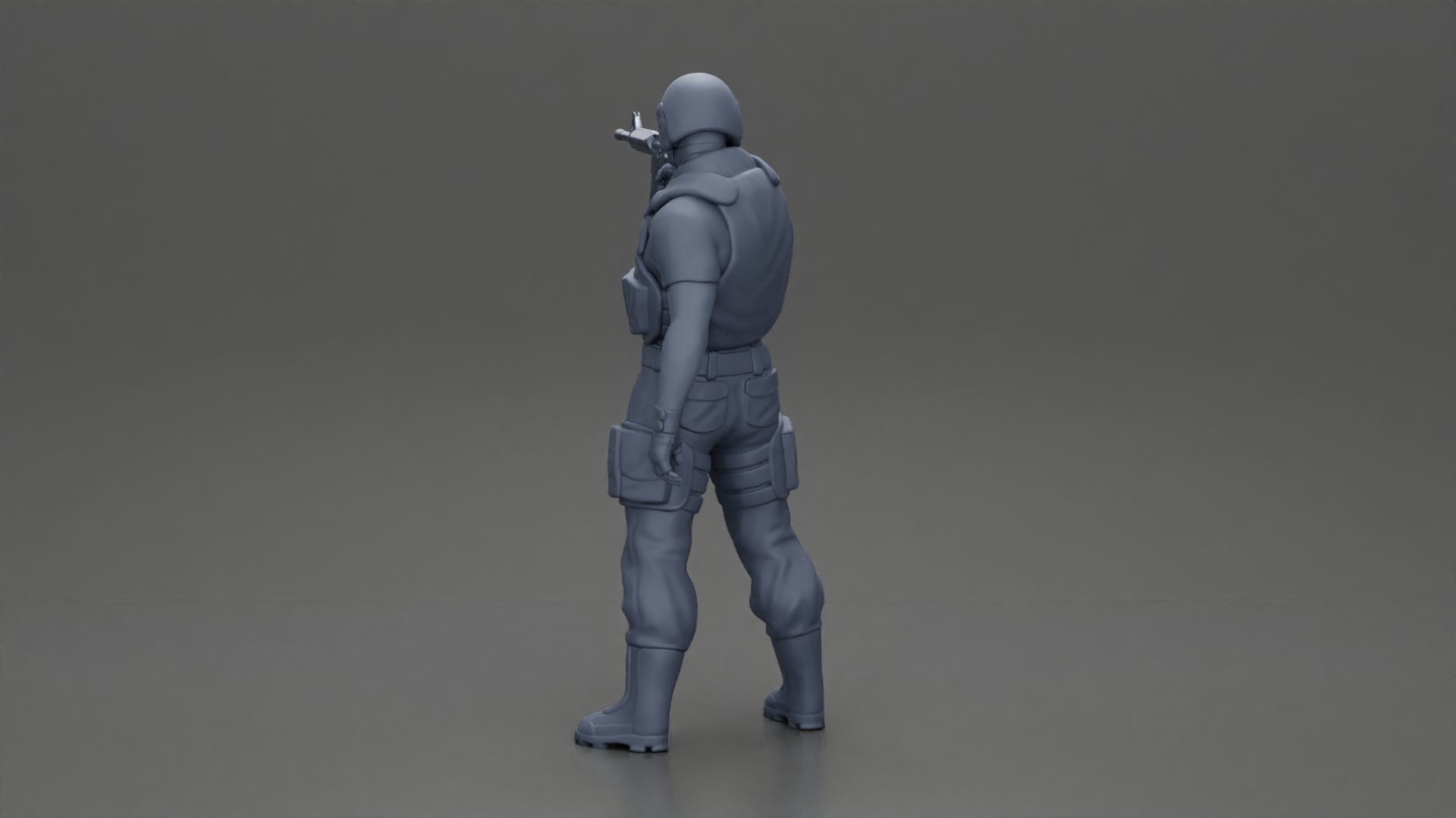 Military man with tactical mastery wearing mask holding gun 3D print model_10