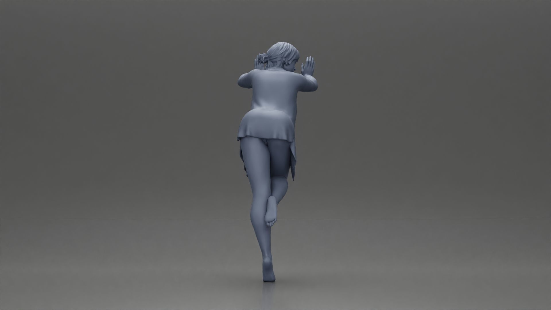 woman in an open long shirt bikini leaning with against the wall 3D print model_7