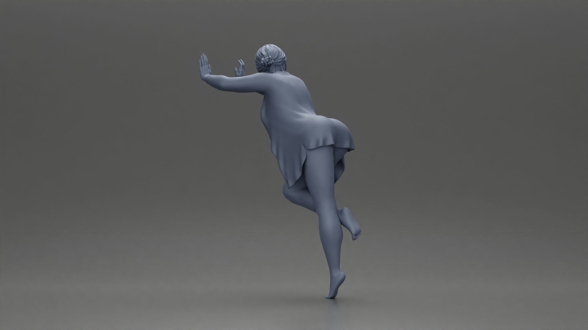 woman in an open long shirt bikini leaning with against the wall 3D print model_8