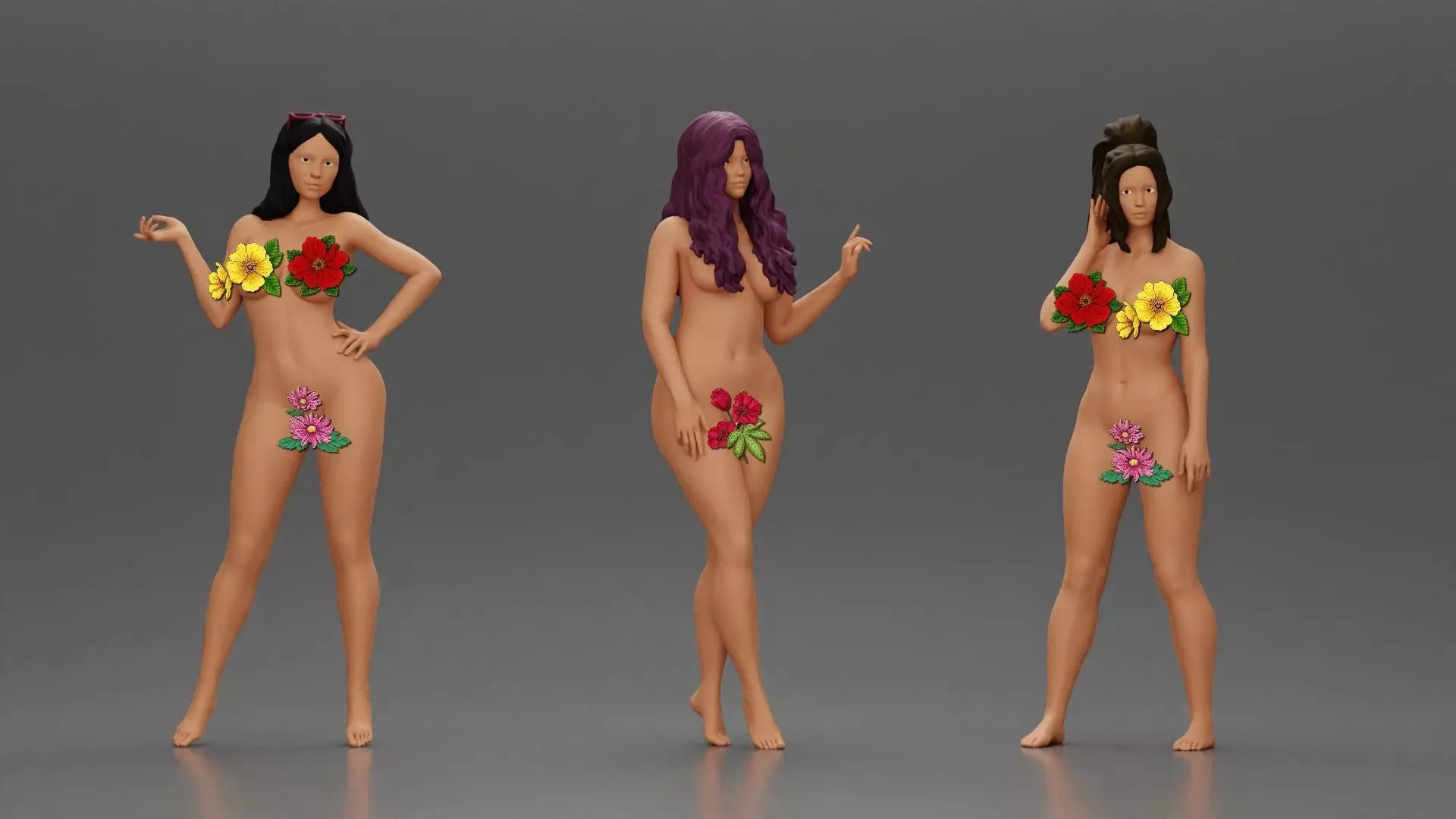 Free 3 Naked woman 3D print model