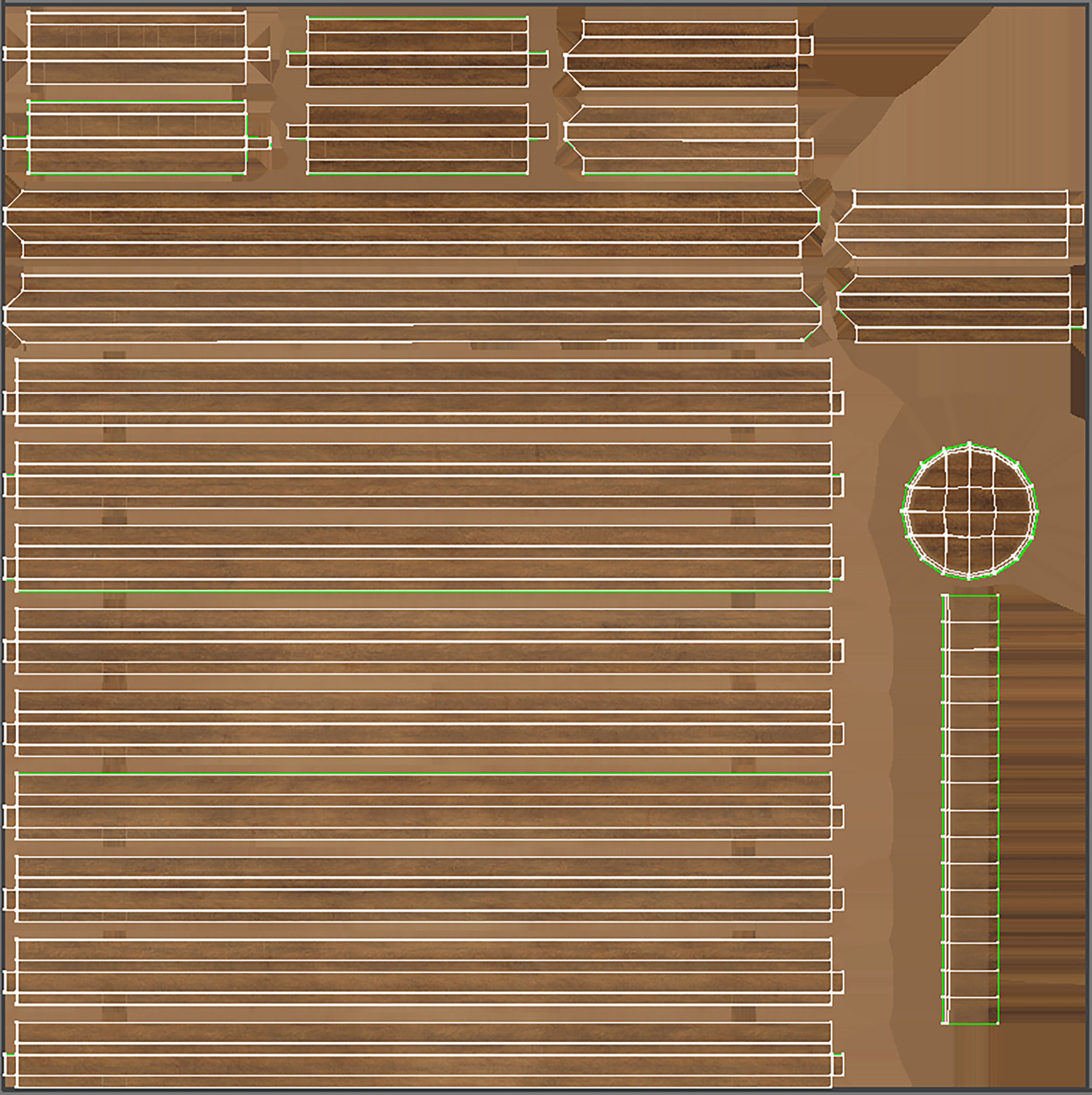 Wooden slatted bench made of light and dark wood 3D model_33
