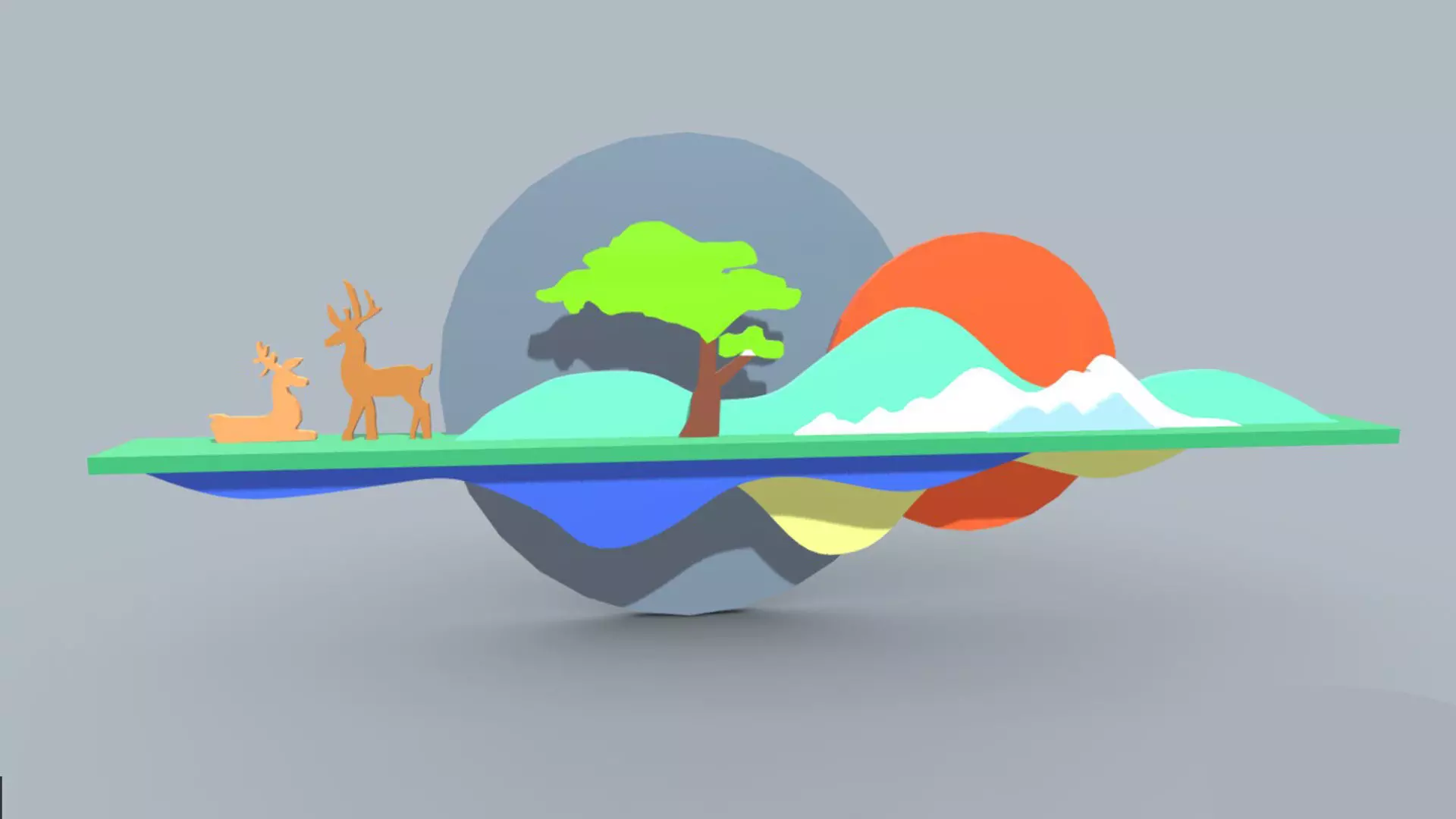 wall dacor hill and deer 3D model