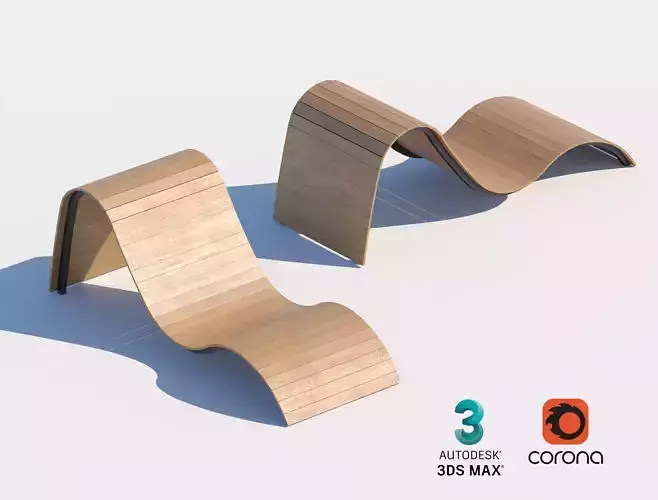 Wave-Shaped Wooden Loungers for Modern Outdoor Spaces