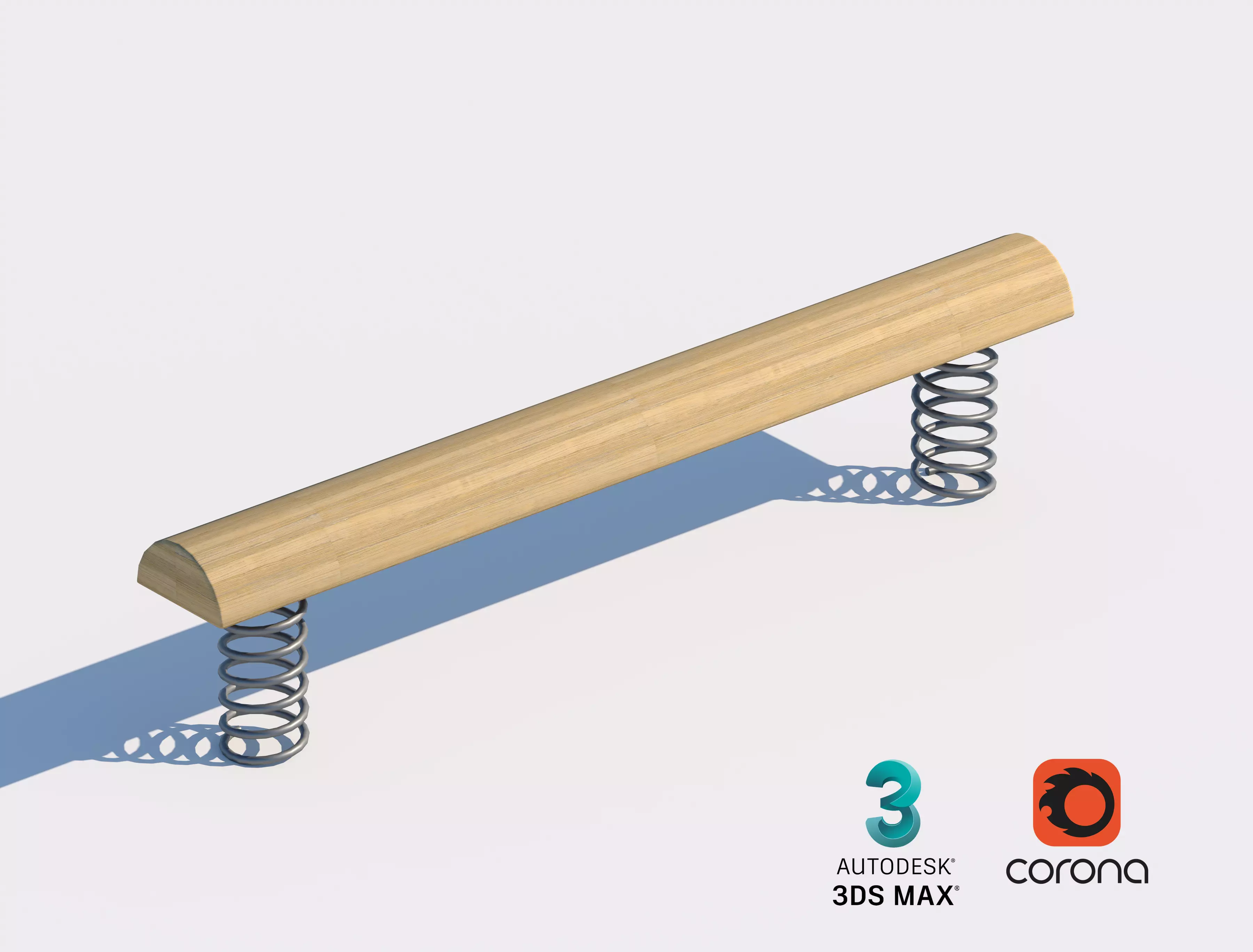 Playful Spring Bench for Parks and Public Spaces 3D model_0