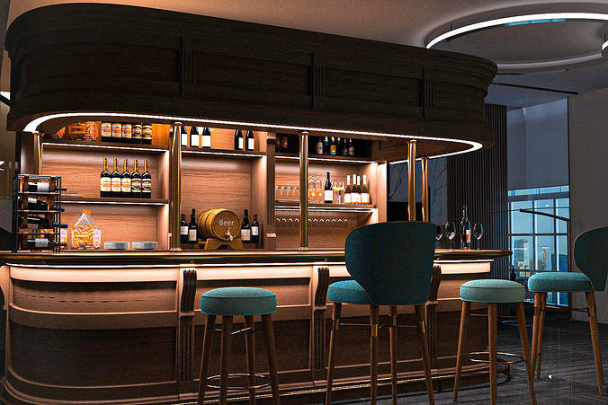 Elevate Your Interior Designs with this Stunning 3D Bar Model 3D model 4