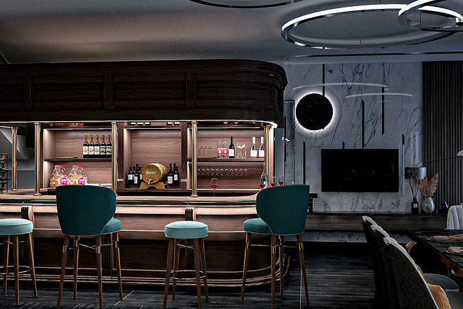 Elevate Your Interior Designs with this Stunning 3D Bar Model 3D model 2