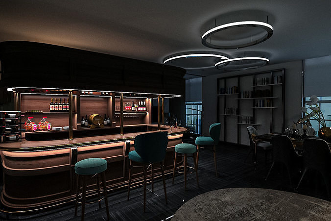 Elevate Your Interior Designs with this Stunning 3D Bar Model 3D model 3