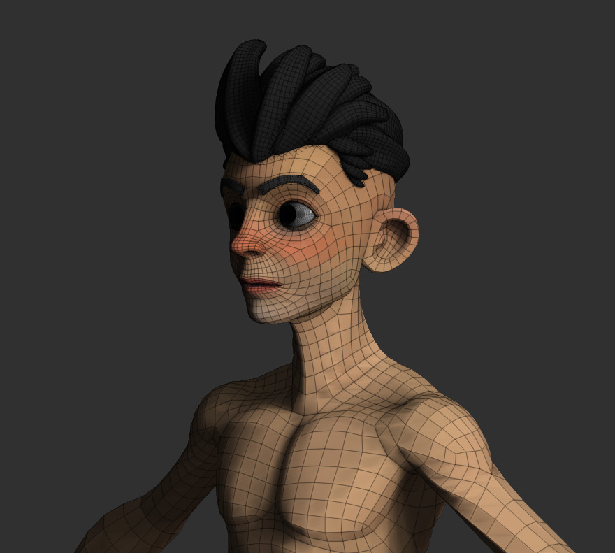Stylized character ready to rigging cartoon male kid model Low-poly 3D model_1
