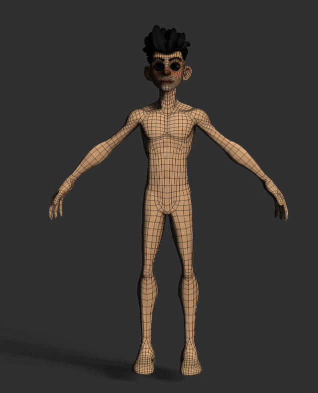 Stylized character ready to rigging cartoon male kid model Low-poly 3D model_2