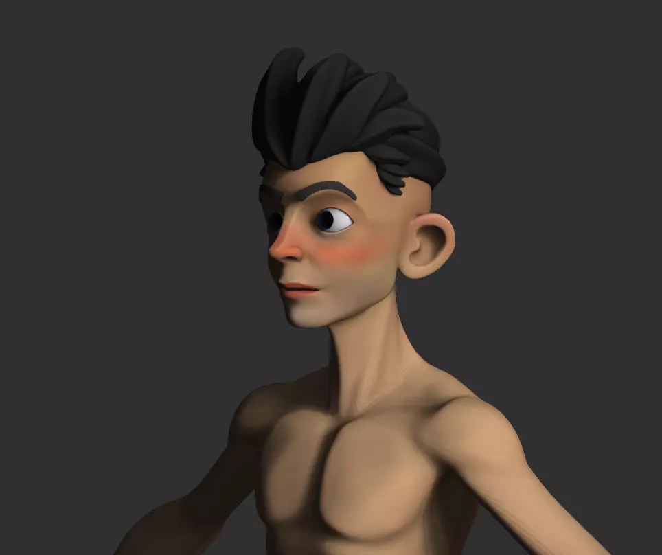 Stylized character ready to rigging cartoon male kid model Low-poly 3D model_0