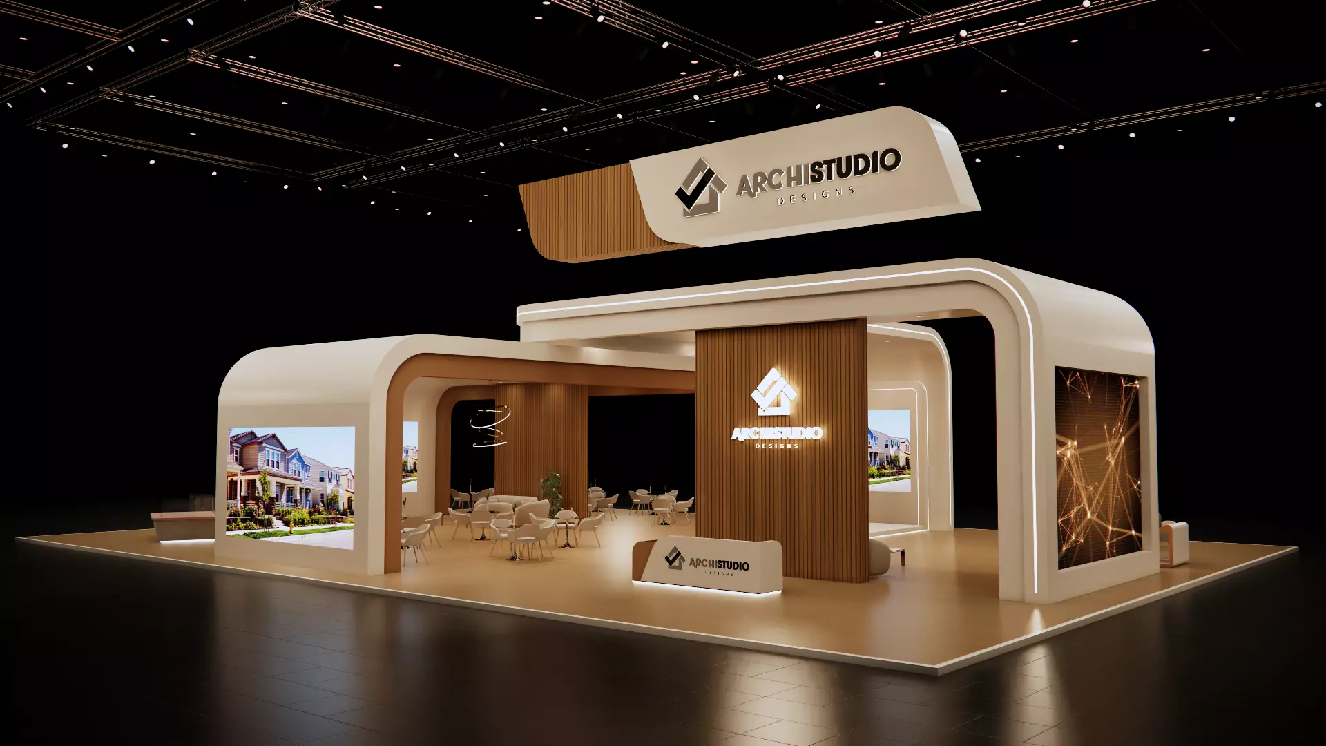 Real estate booth 28m x 20m  3D model_0
