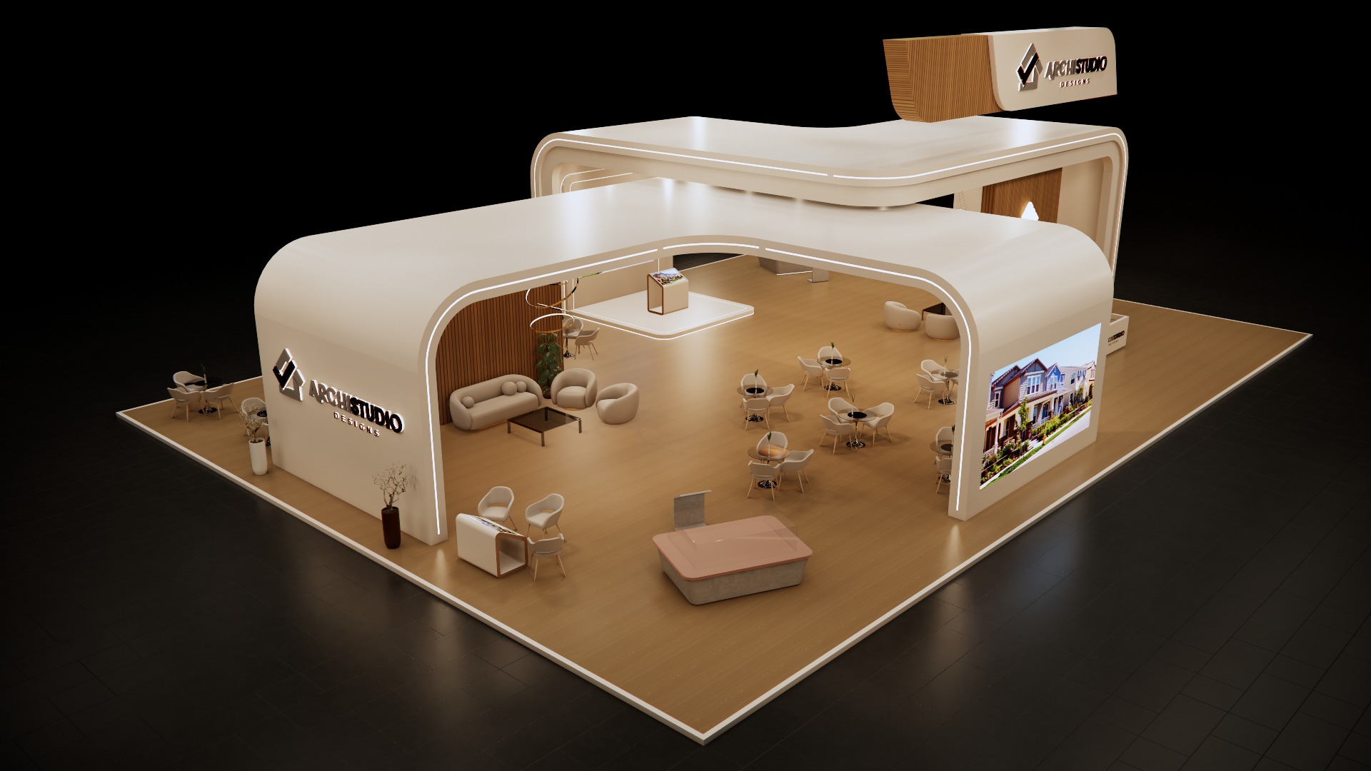 Real estate booth 28m x 20m  3D model_3