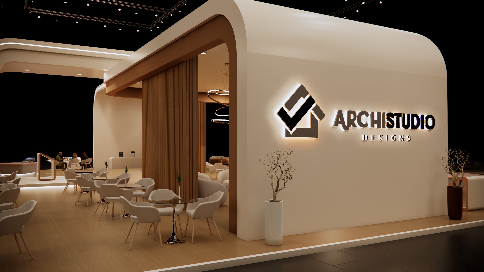 Real estate booth 28m x 20m  3D model_1