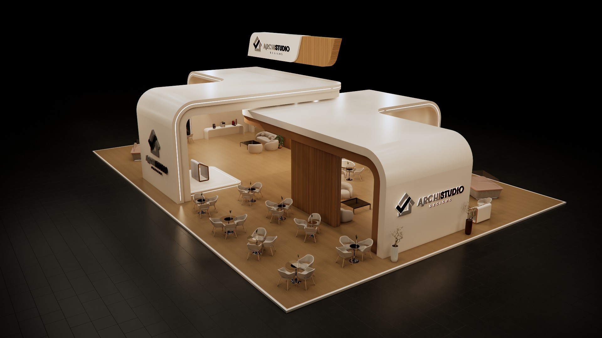 Real estate booth 28m x 20m  3D model_2