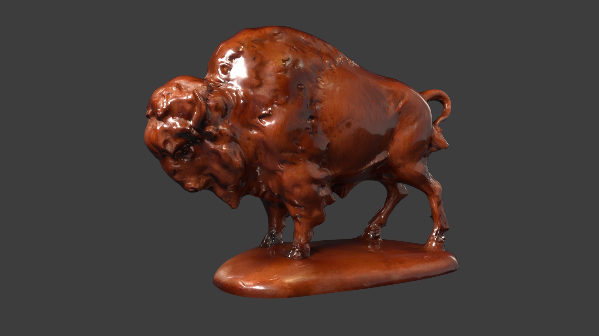Bison figure  Low-poly 3D model_8