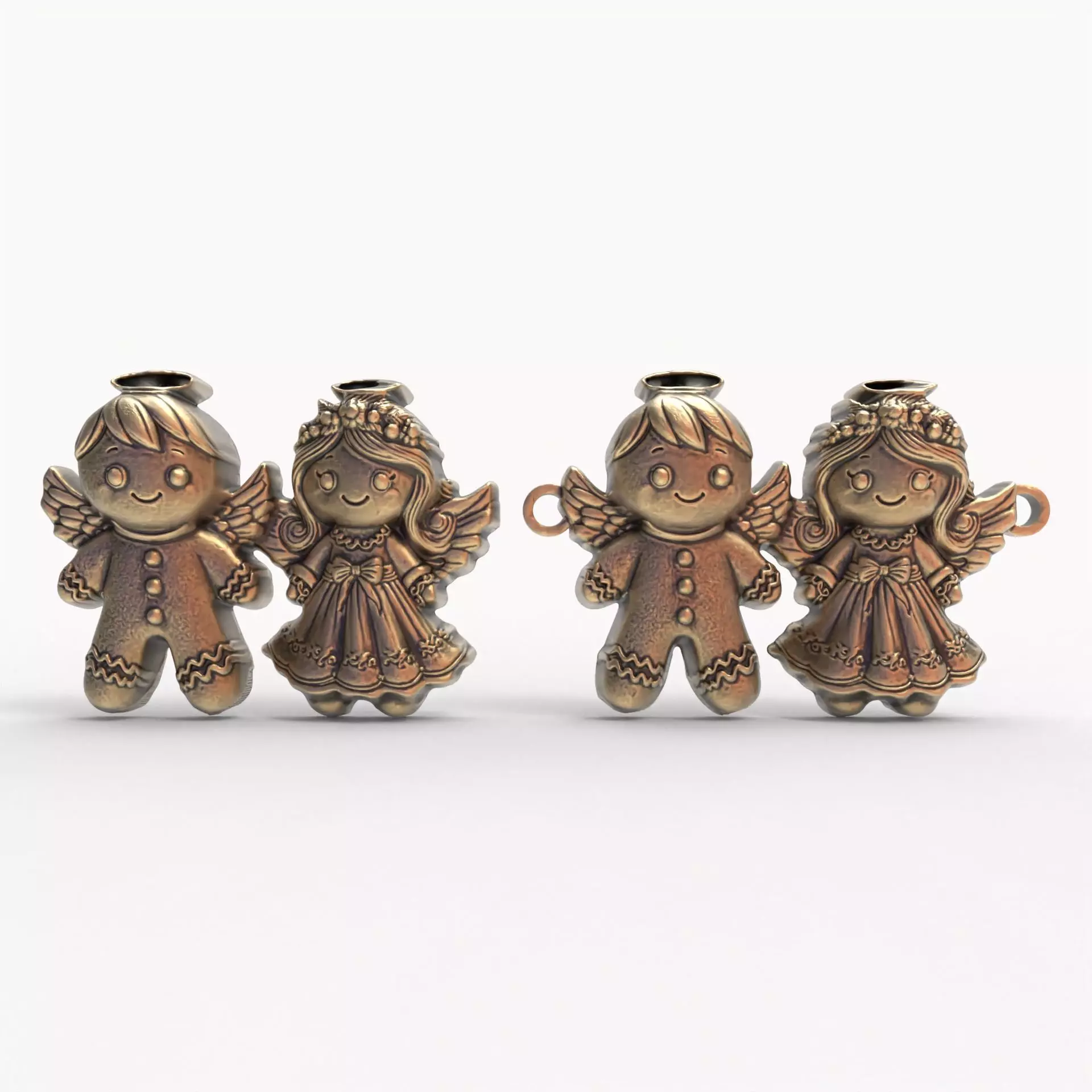 3d ginger bread and angle decor  3D print model_0