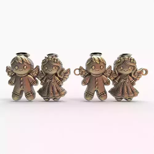 3d ginger bread and angle decor  3D print model