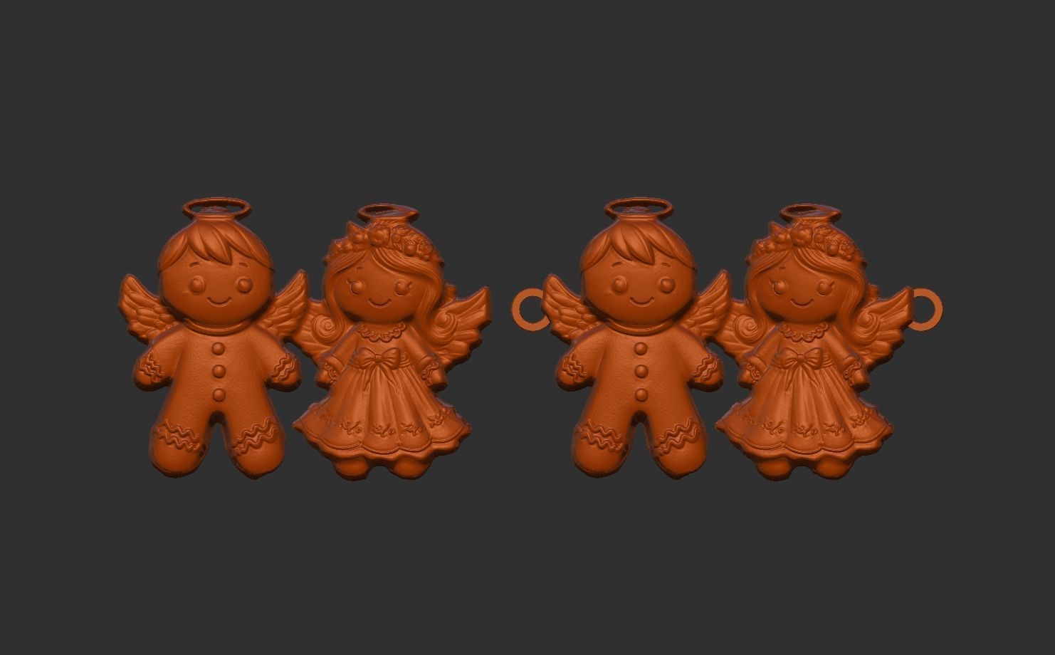 3d ginger bread and angle decor  3D print model_7