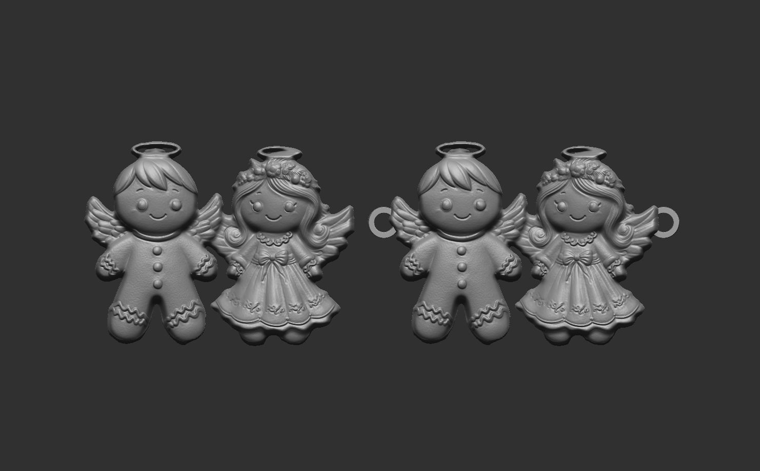 3d ginger bread and angle decor  3D print model_4