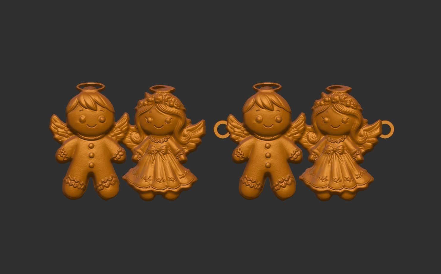 3d ginger bread and angle decor  3D print model_9