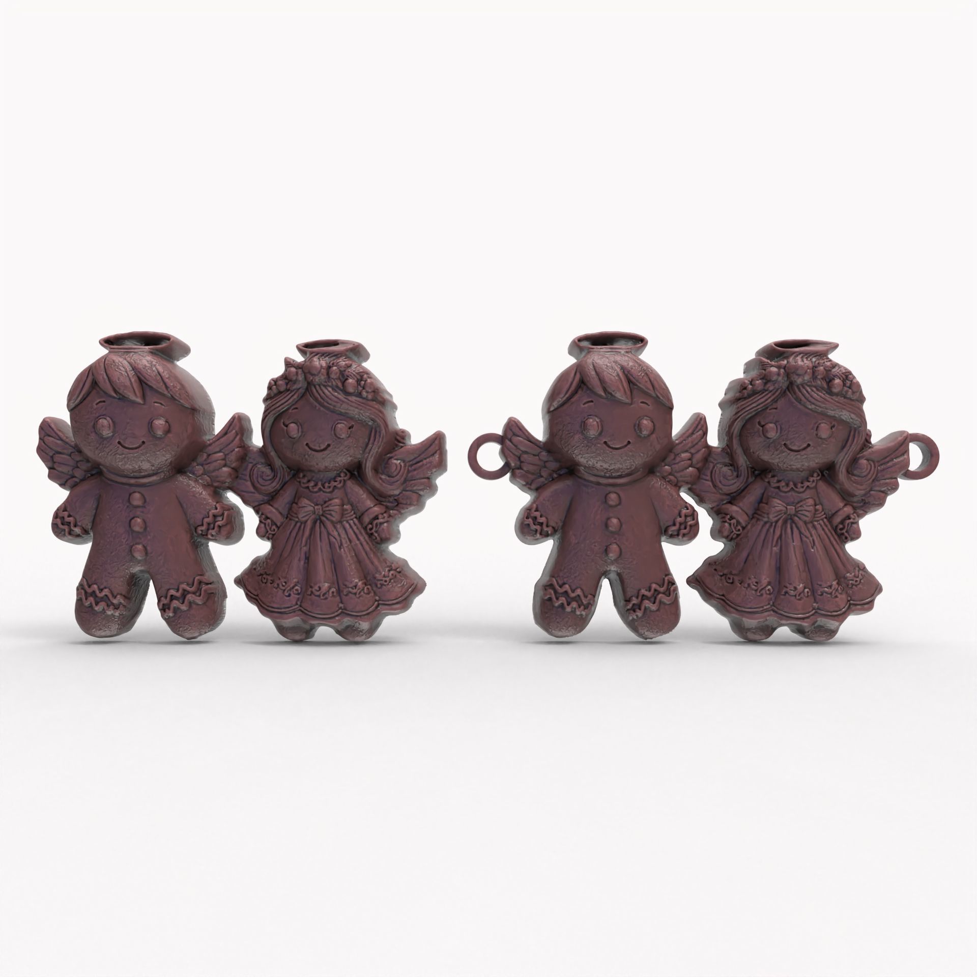 3d ginger bread and angle decor  3D print model_2