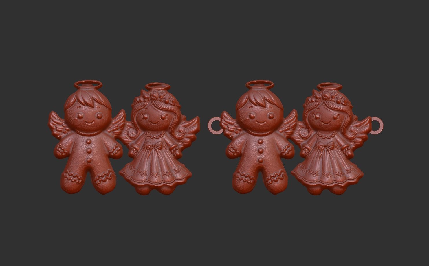 3d ginger bread and angle decor  3D print model_5