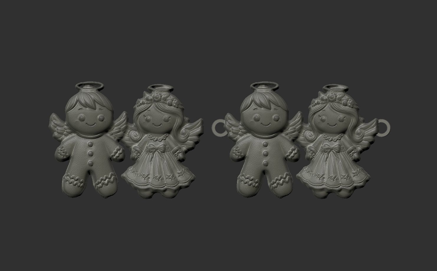 3d ginger bread and angle decor  3D print model_3