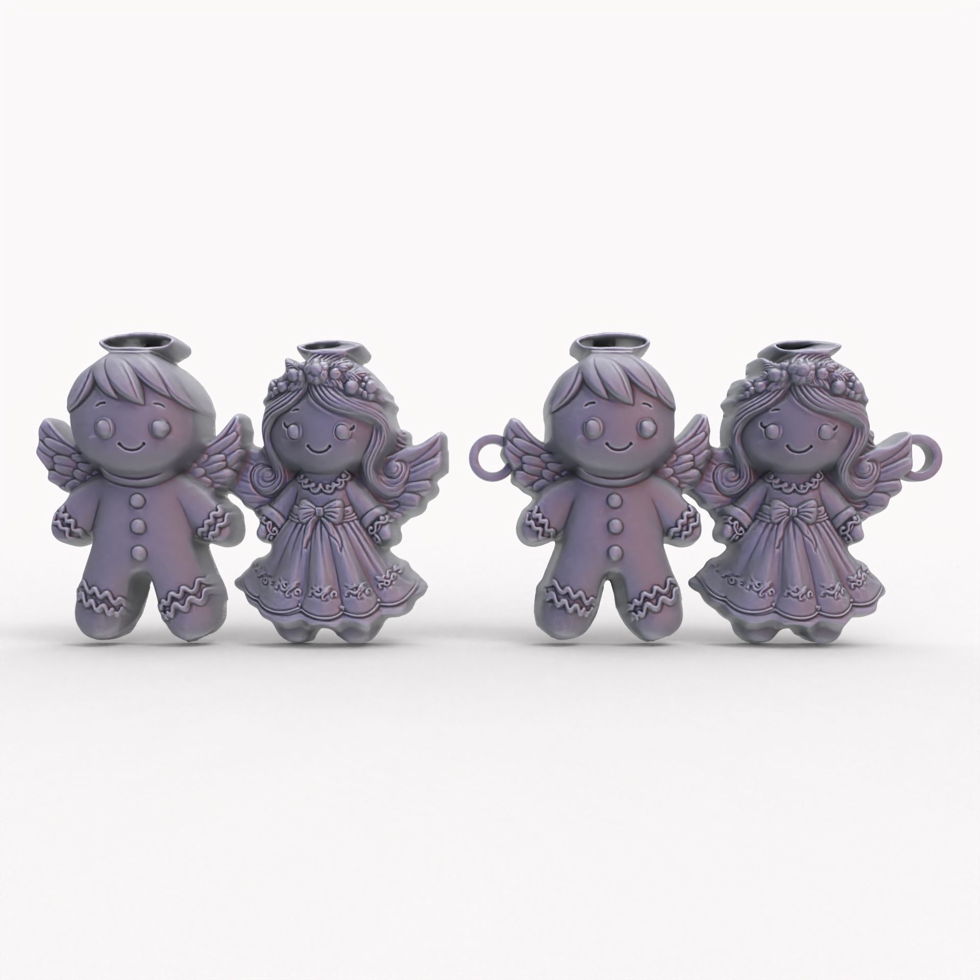 3d ginger bread and angle decor  3D print model_1