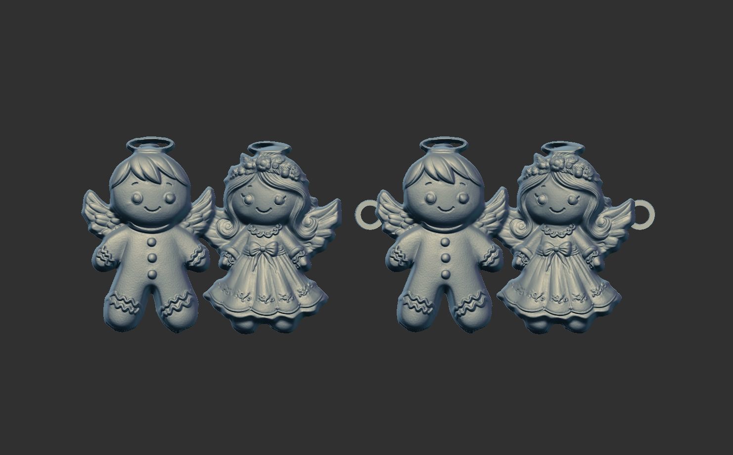 3d ginger bread and angle decor  3D print model_8