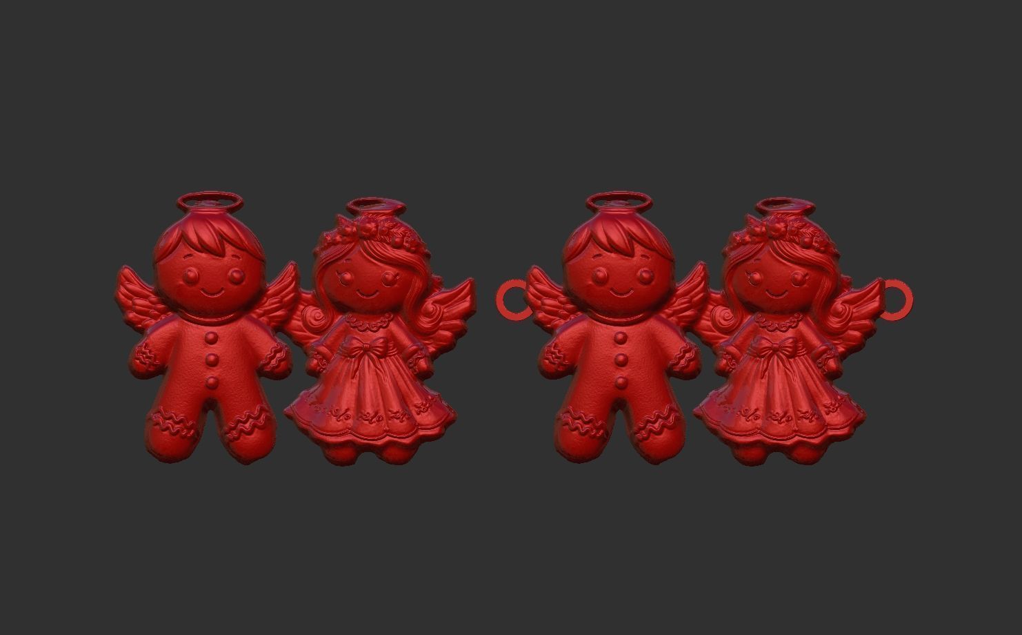 3d ginger bread and angle decor  3D print model_6