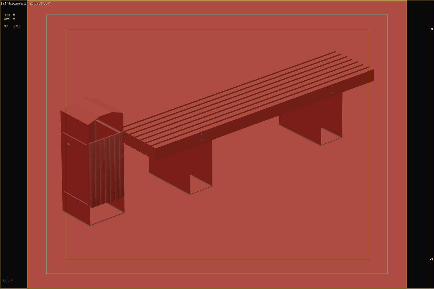 Modern Basic Outdoor Bench with Integrated Trash Bin 3D model_5