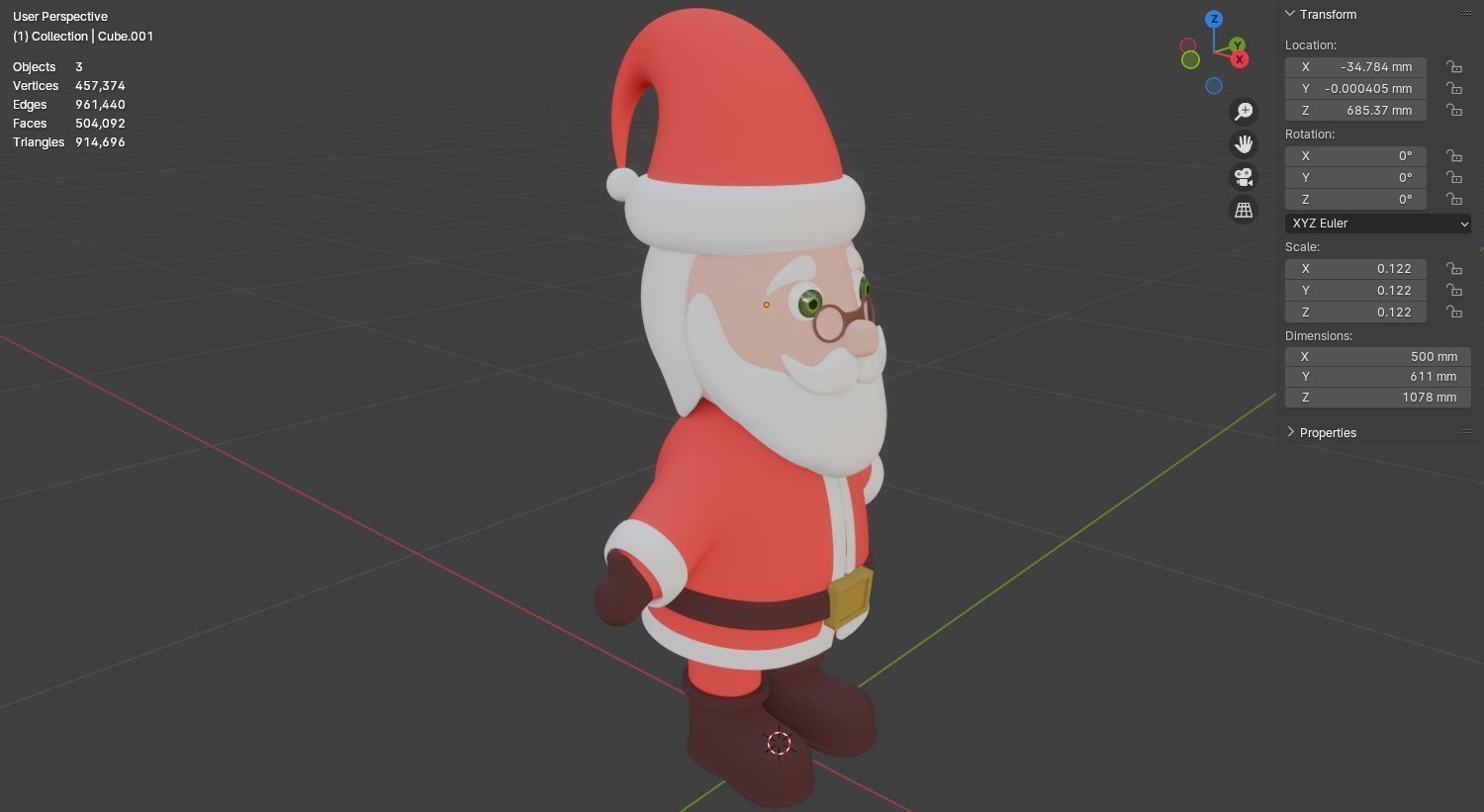 Santa Claus 3D model for 3D print Christmas model 3D print model_21