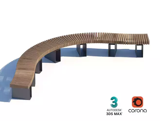 Curved Wooden Bench for Urban Parks and Public Spaces