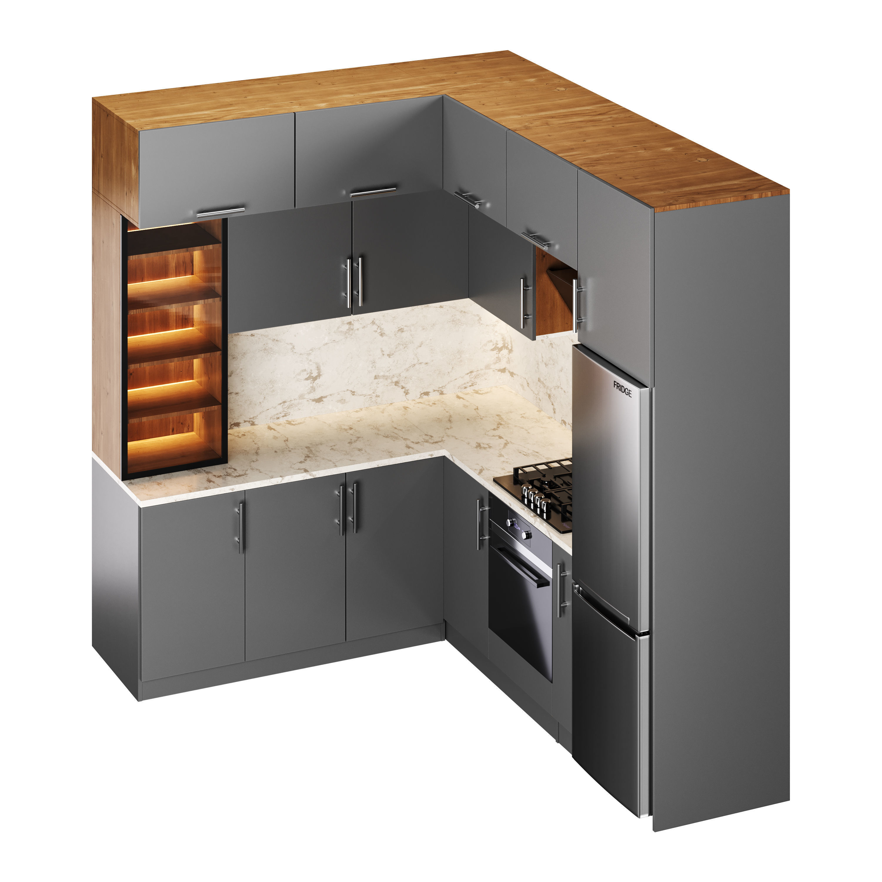 Modern kitchen 09 3D model_2