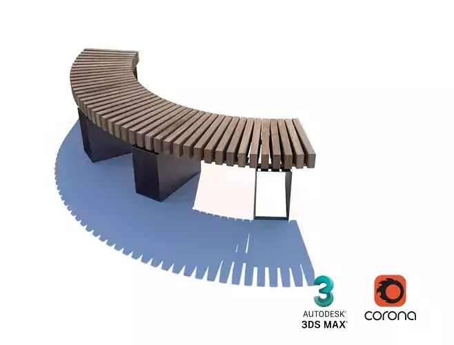 Modular Curved Wooden Bench for Public Spaces and Parks 3D model Modular Curved Wooden Bench for Public Spaces and Parks 3D model