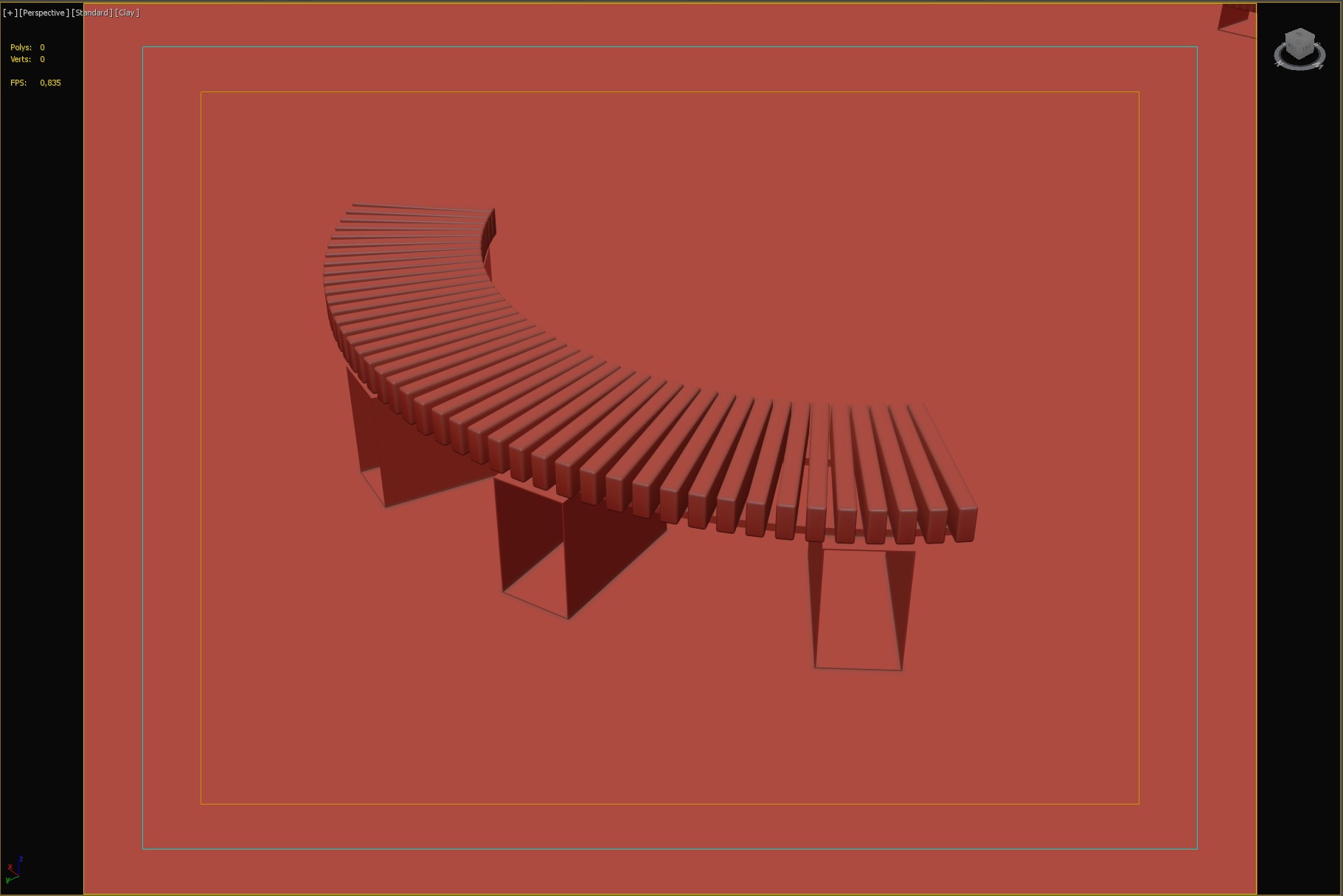 Modular Curved Wooden Bench for Public Spaces and Parks 3D model_4