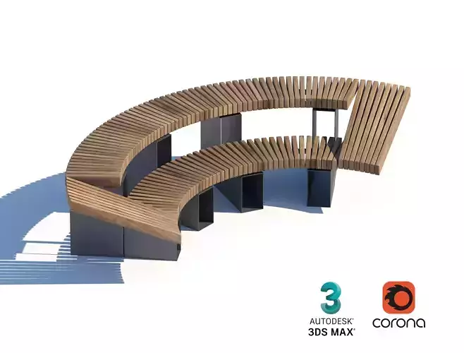 Contemporary Curved Modular Bench for Parks and Public Spaces