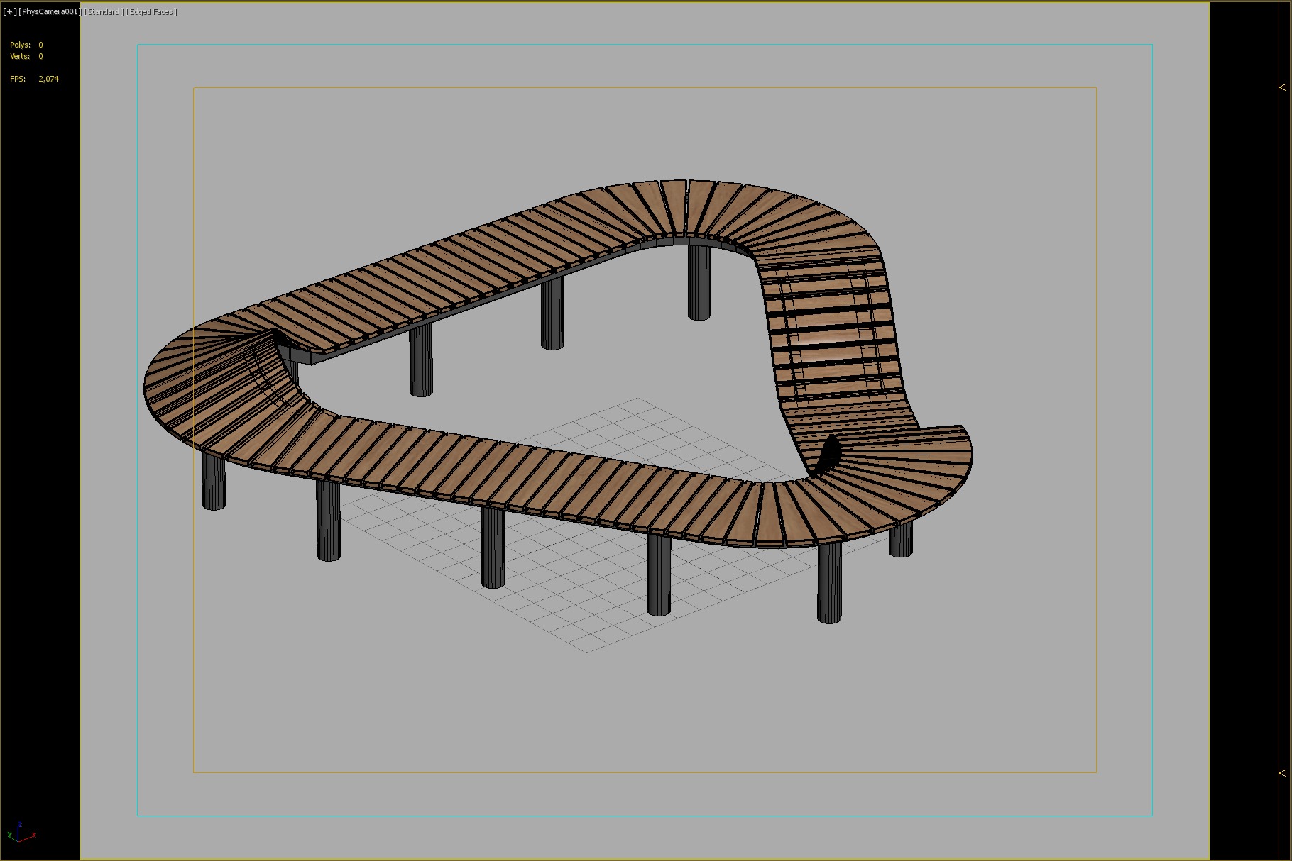 Triangular Curved Bench for Parks and Urban Spaces 3D model_2
