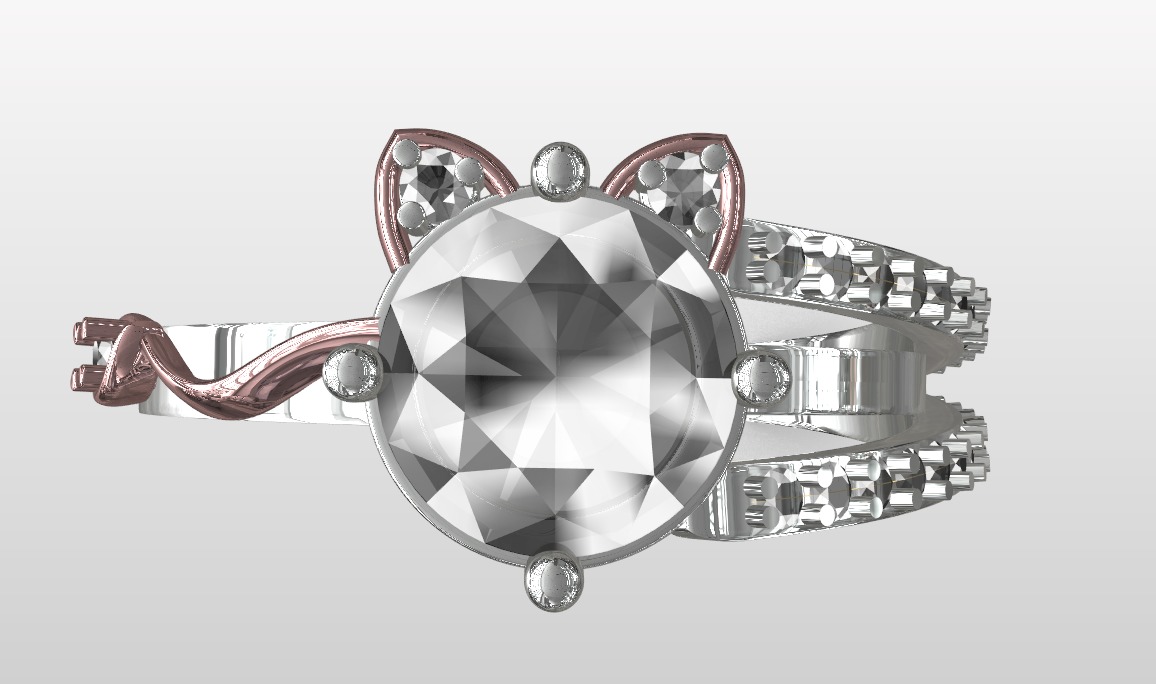 cat head ring 3D print model_3