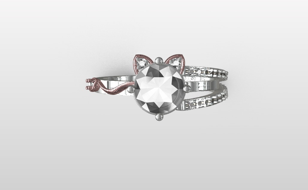 cat head ring 3D print model_2