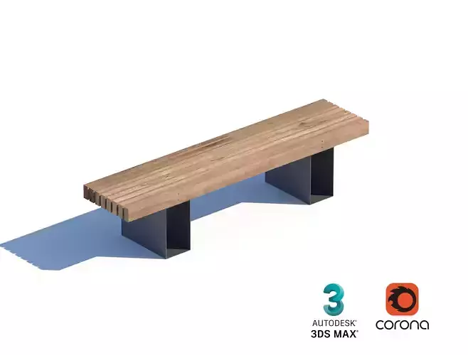 Minimalist Wooden Bench with Metal Base for Outdoor Spaces